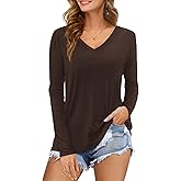 Amoretu Womens Tshirts V Neck Short Sleeve Tops Tee Solid Color Blouse