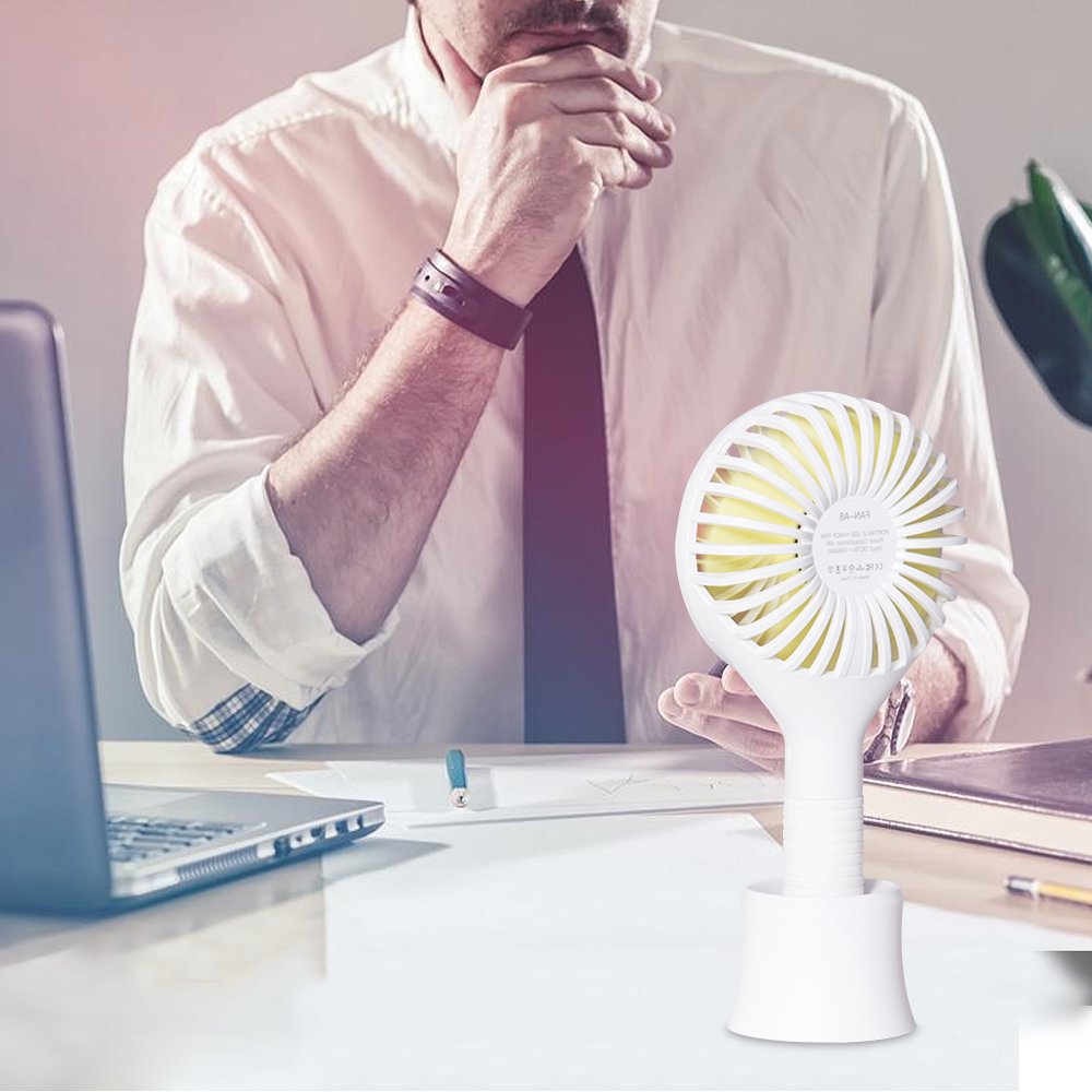 Lammcou Handventilator, USB Mini Ventilator Leise Mini Handheld Ventilator Tragbare Lüfter Praktische und Aufladebare Mini Fan für Outdoor, Büro und Unterwegs-Weiß