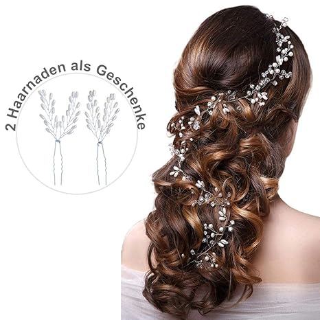 Skitic Strassbesatz Haarband und Stirnband mit Kristall(1 m), Fashion Schön Style Kopfschmuck Haarbänder Lange Glänzende Haar