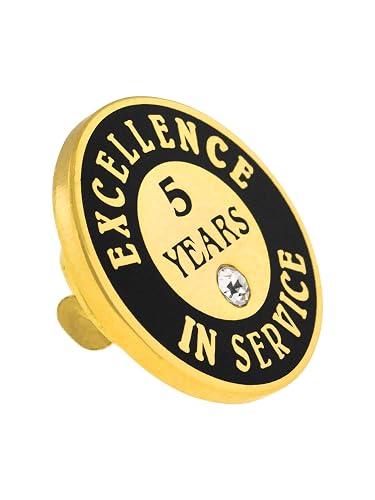 PinMart Gold Plated Excellence In Service Award Lapel Pin – With Rhinestone, For 1-60 Years - View #4