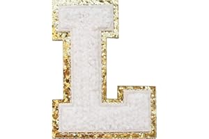 3Pcs Letter Patches Varsity Glitters Chenille,SPRT Iron on White Letter Patch,Alphabet Cloth Patch for Team Costume,Clothing,Bags,Hats,Dress Decoration 3.1in Height L (3 Pieces)