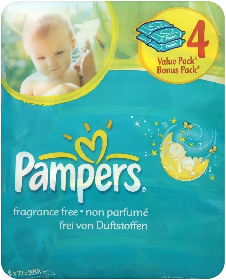 Pampers Baby Fresh Unscented Baby Wipes 4 x 72 Wipes (288 Wipes