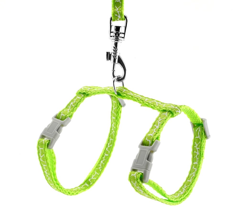 smalllee_lucky_store Toy Dog Cat Kitten Adjustable Harness Collar with Lead Giraffe, Small, Green