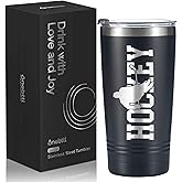 Onebttl Ice Hockey Player Gift for Boy & Men, Hockey Tumbler 20 oz with Lid & Straw, Gift for Hockey Lover Sports Travel Coffee Mug - Hockey