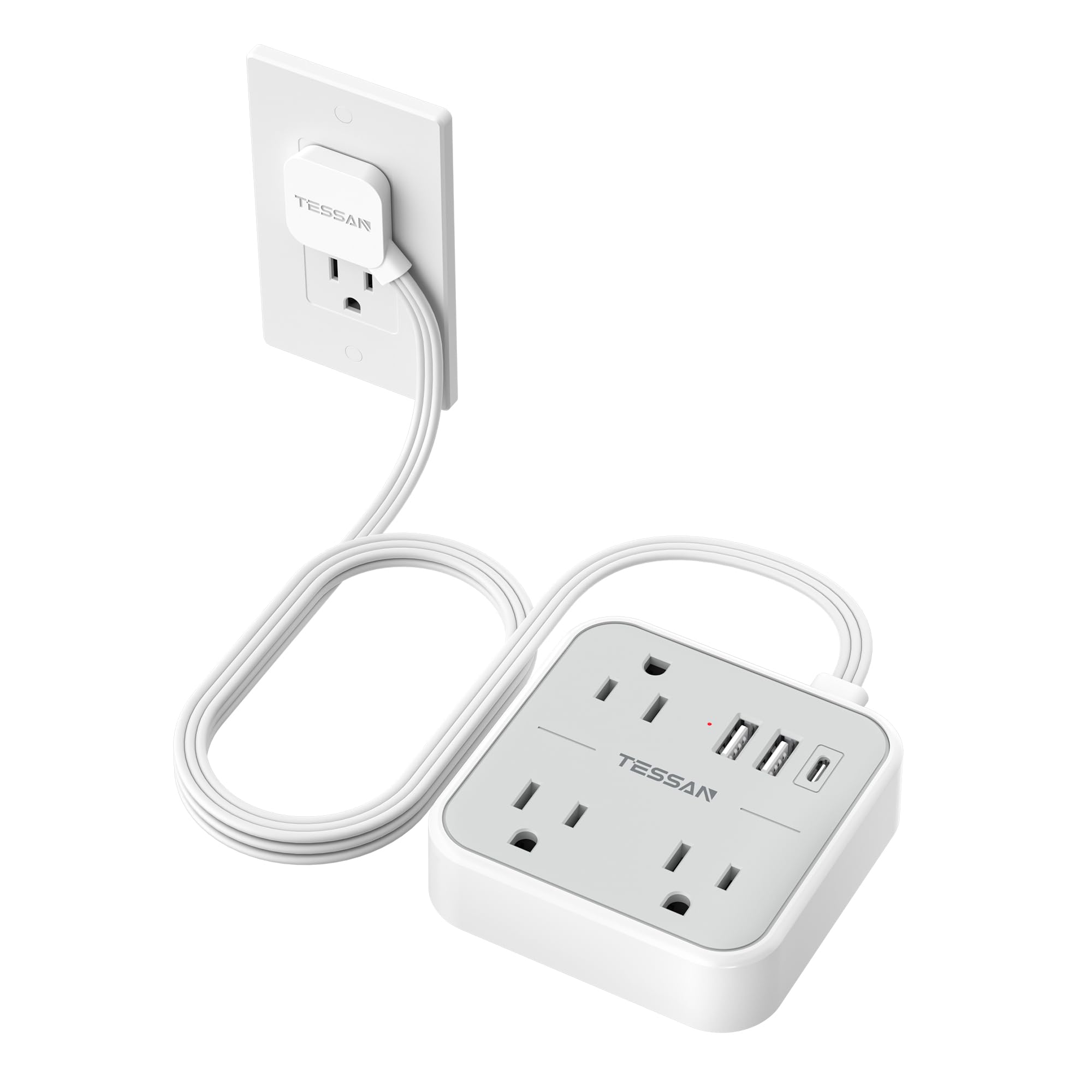 TESSAN Ultra Thin Flat Extension Cord 5 FT