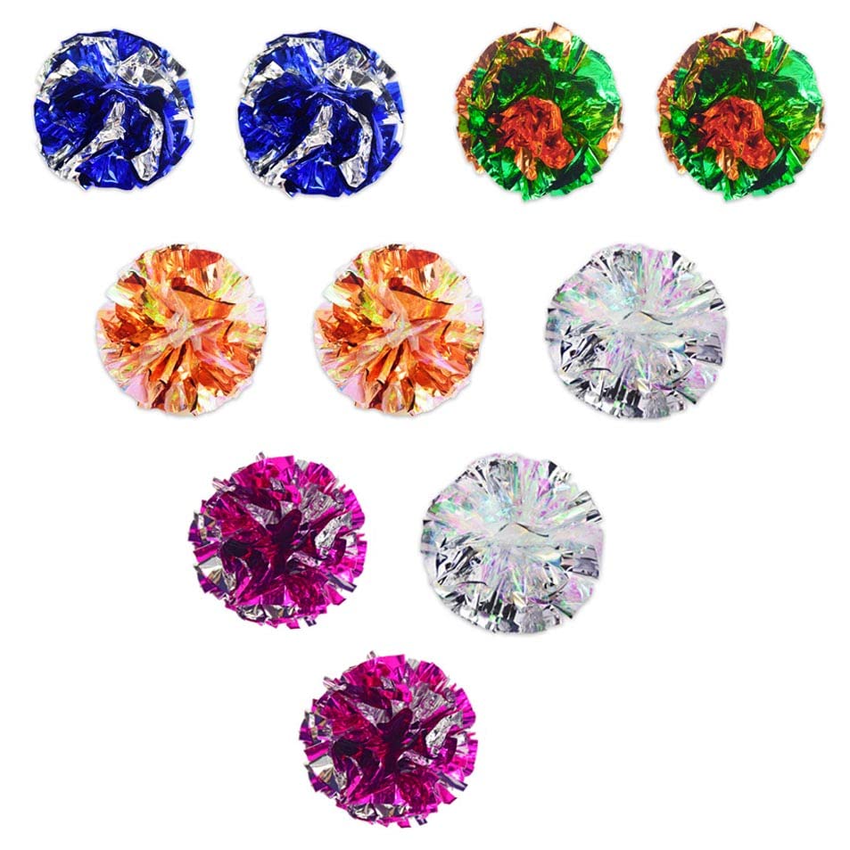 zukent 10Pcs Cat Crinkle Balls Cat Toys Cat Balls Chew and Chase Kitten Toys Lightweight and Multicolor Crinkle Paper Ball for Cats Kitten Dog Playing Indoor Active