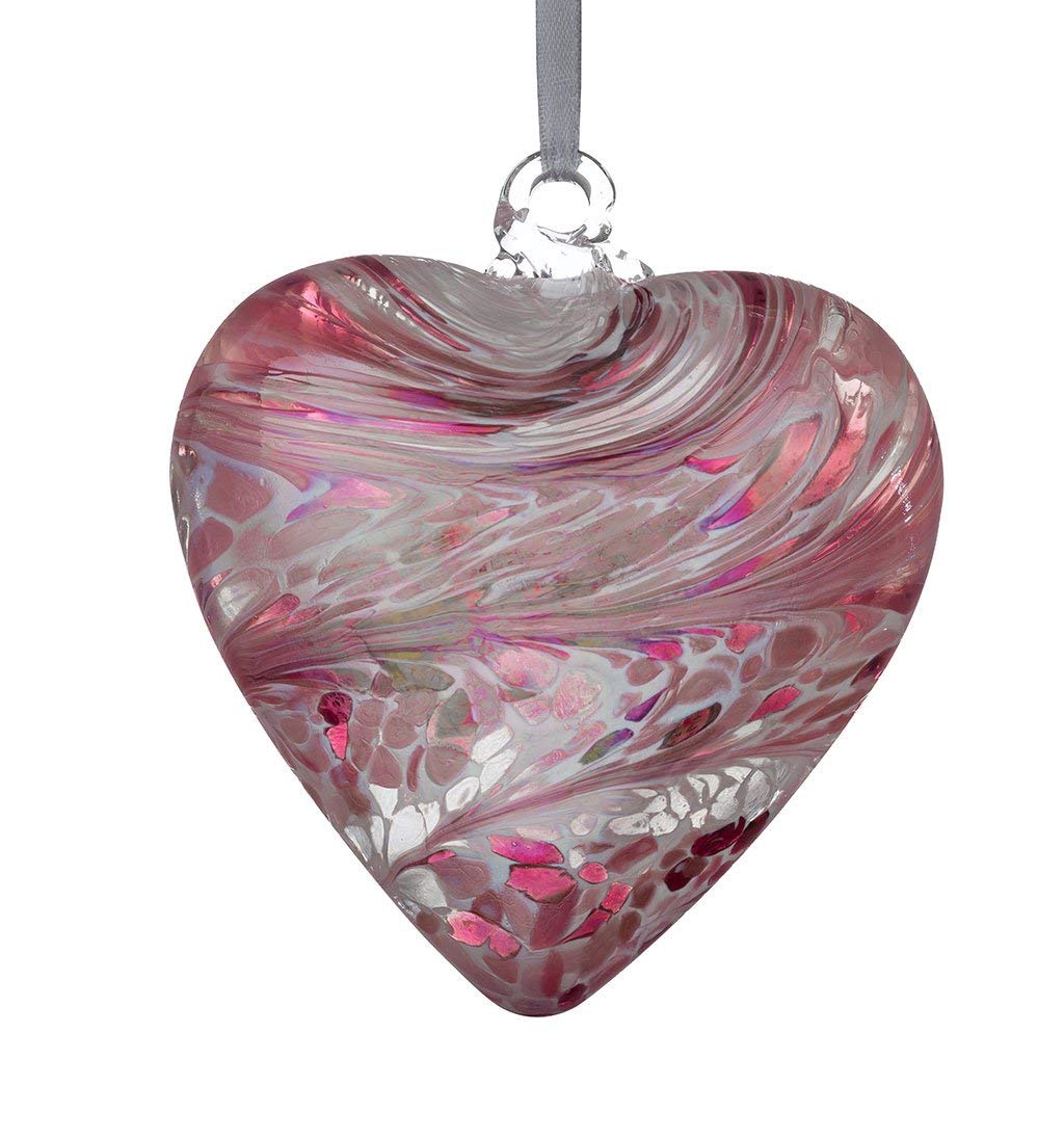 Sienna Glass 8cm Hanging Friendship Heart – Handcrafted Pastel Pink Mouth-Blown Glass Ornament with Swirling Design – Unique Gift Boxed Decoration for Windows, Gardens, Weddings, Birthdays