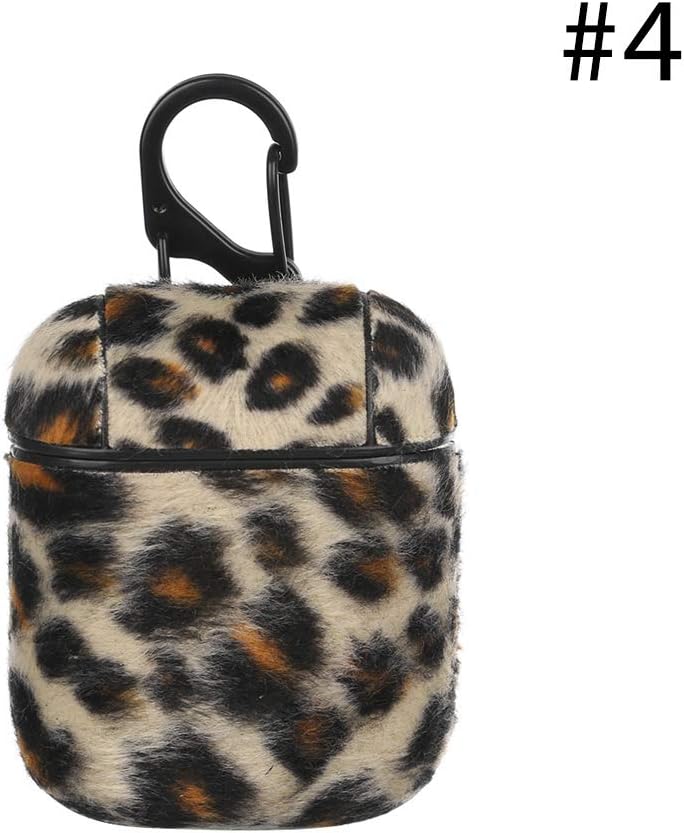 shihao159 Leopard Print Anti-lost Wire Sleeve Wrap Leather Case Cover Earphones Pouch Protective Skin Headphone Bags with Hooks(4)