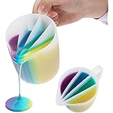 Gartful Large 17.6oz/500ml Silicone Split Cup with Handle, 4-Channel Reusable Resin Pouring Cup for Fluid Art, Acrylic Paint,