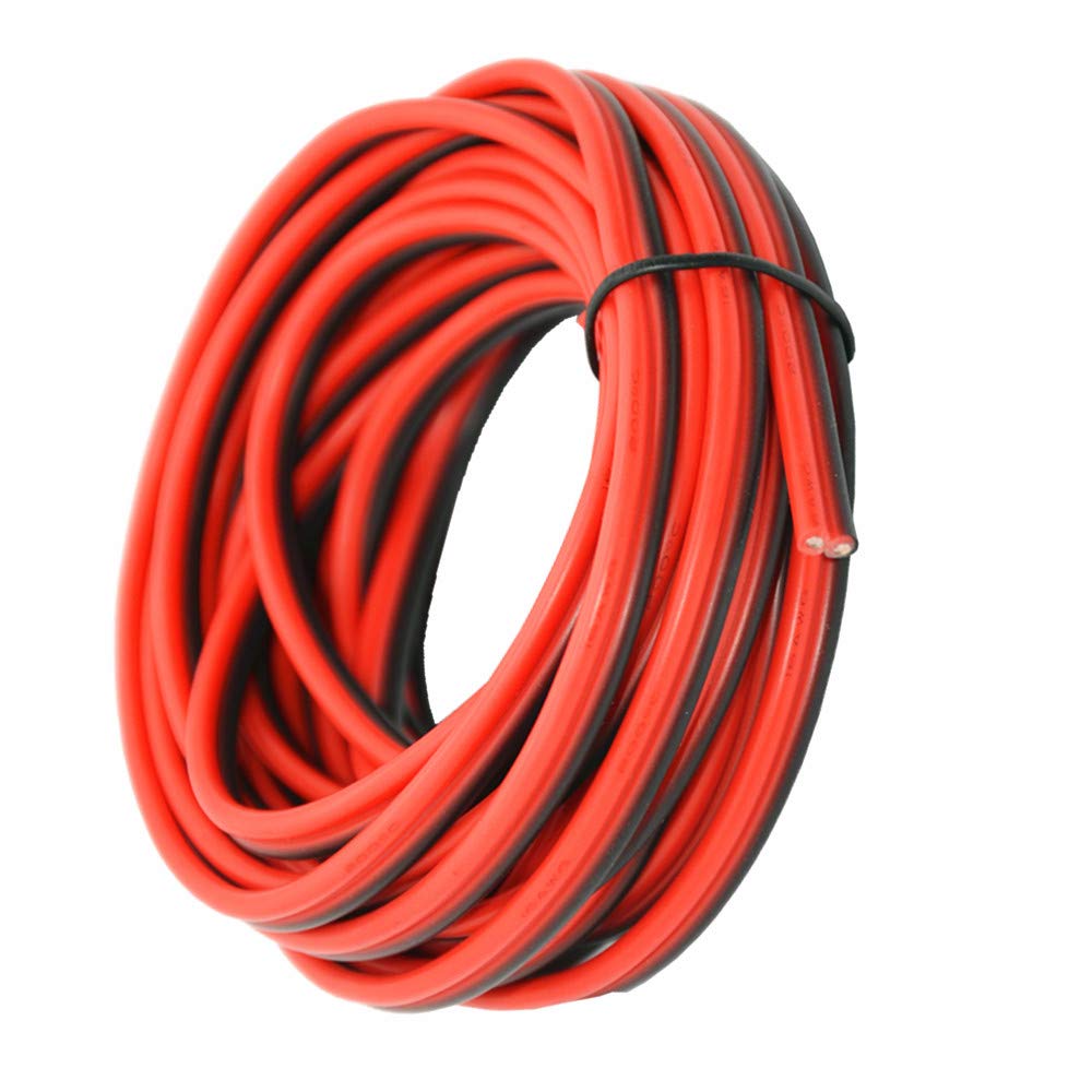 16 AWG Silicone Electrical Wire 6 Meter [Black 3 m Red 3 m] 2 Conductor Parallel Wire line Soft and Flexible 1.3mm² Hook Up Oxygen Free Strands Tinned Copper Wire TUOFENG — image 1