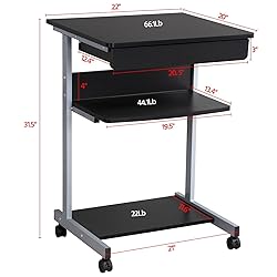 Topeakmart Mobile Compact Computer Desk Cart for