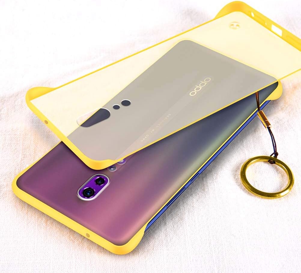 GUANHAO Case for Oppo Reno Z, Light Thin Translucent Hard PC with Ring Anti Fingerprint Anti Slip Shockproof Protective Case for Oppo Reno Z (Yellow)