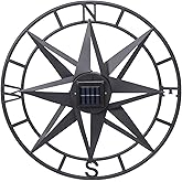 MUMTOP Metal Compass Wall Decor, 22 Inch Nautical Wall Sculpture with Solar Lights, Hanging Art for Farmhouse Indoor or Outdo