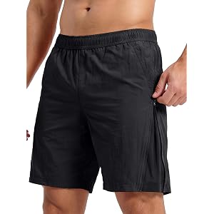 EIGIOO Men's Breathable Quick Dry Tennis Shorts with Zipper Pockets | Multi-Scenario Shorts, Light Ventilated Fabric For All