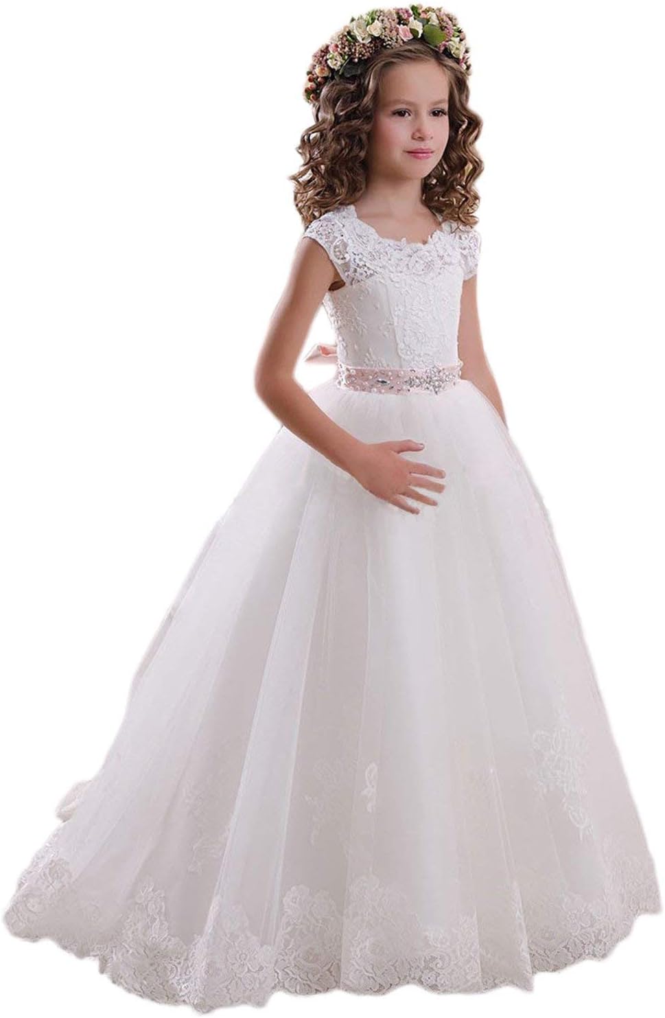 Kauste First Communion Dresses Lace Flower Girl Dress Princess Pageant Gown FB011A