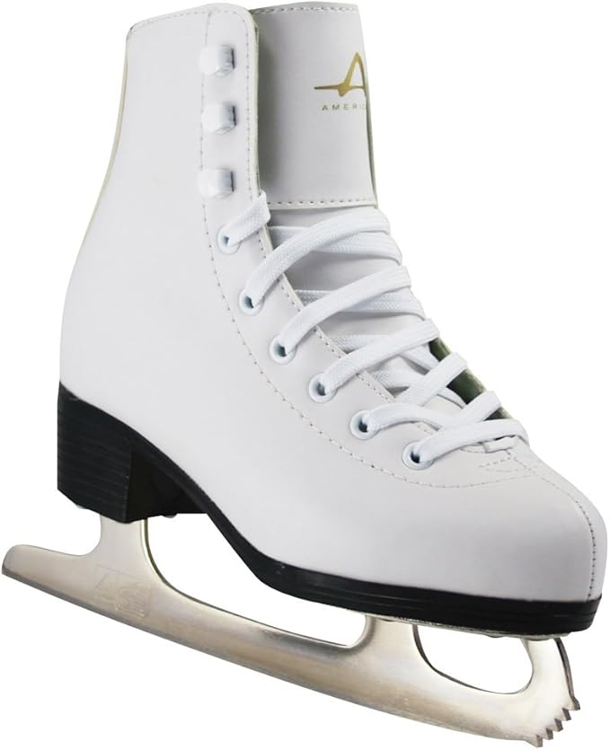 American Athletic Shoe Girl's Tricot Lined Ice Skates, White, Figure