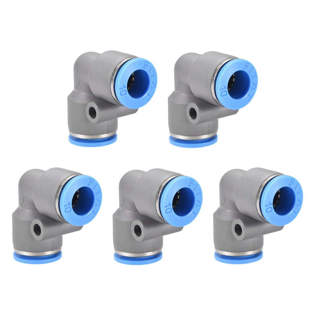 sourcing map Elbow Push to Connect Air Fittings 10mm Tube OD Pneumatic Quick Release Connectors Grey 5Pcs