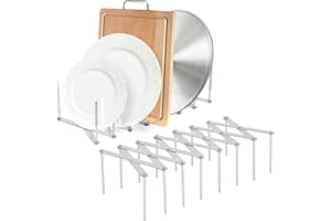 JINGIHE Pots and Pans Organizer, Adjustable Kitchen Cabinet Pantry Organization Storage Rack, Expandable Stainless Steel Hold