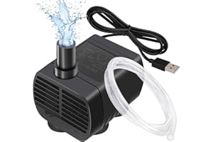 TIANFU Mini Submersible Water Pump, Ultra Quiet USB Fountain Pump DC 5V, for Pet Water Fountain, Aquarium Fish Tank, Tabletop Fountain, Water Gardens and Hydroponic Systems