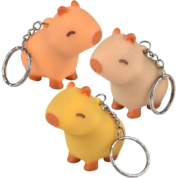 FISH DRAGATE Set De 2 Llaveros De Capibara – Llaveros De PVC De 10,5 Cm Con Colgante De 5,5 Cm, Adorables Muñecas De Animales, Regalo De Cumpleaños Para Niños