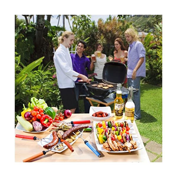 Marshmallow-Roasting-Sticks-kit-Telescoping-Stainless-Steel-Cookware-Set-Forks-for-Smores–Best-Camping-Accessories-for-Kids-over-campfire-Hot-Dog-Fire-Pit-Cooking-BONUS-Bag-10-Bamboo-skewers