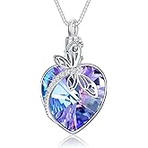 TOUPOP Sterling Silver Dragonfly/Butterfly Pendant Necklace with Crystal Birthday Christmas Jewelry Gifts for Women
