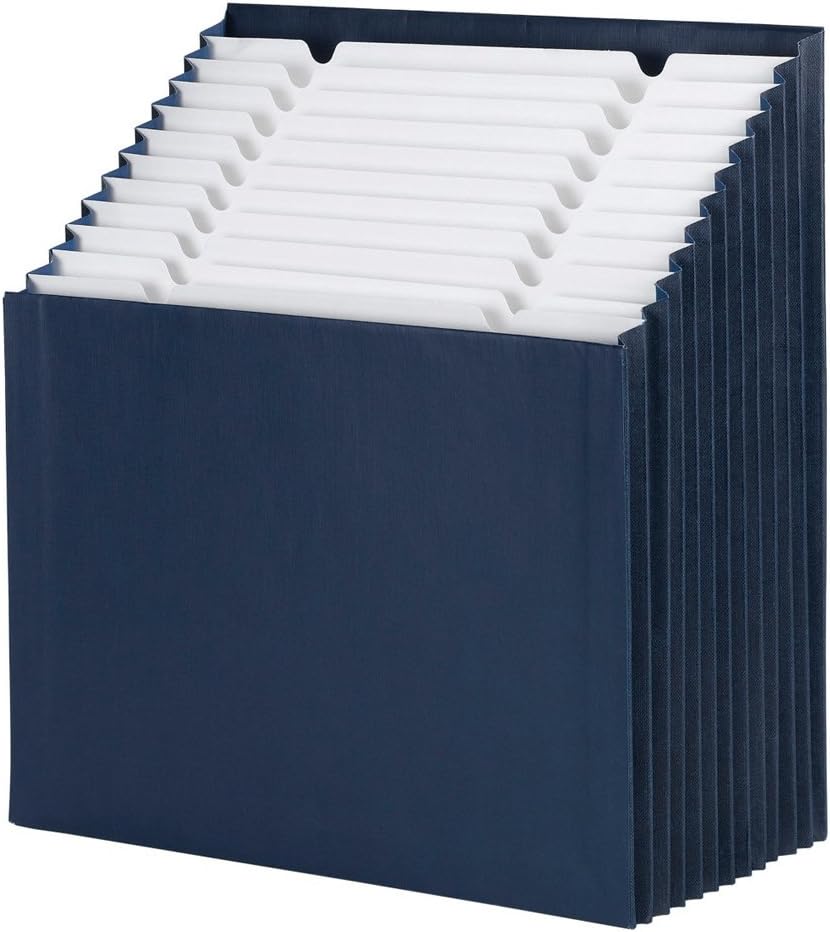 Smead Stadium File, 12 Pockets, Alphabetic/Monthly/Daily, Household/Blank Labels, Letter Size, Navy Blue (70211)