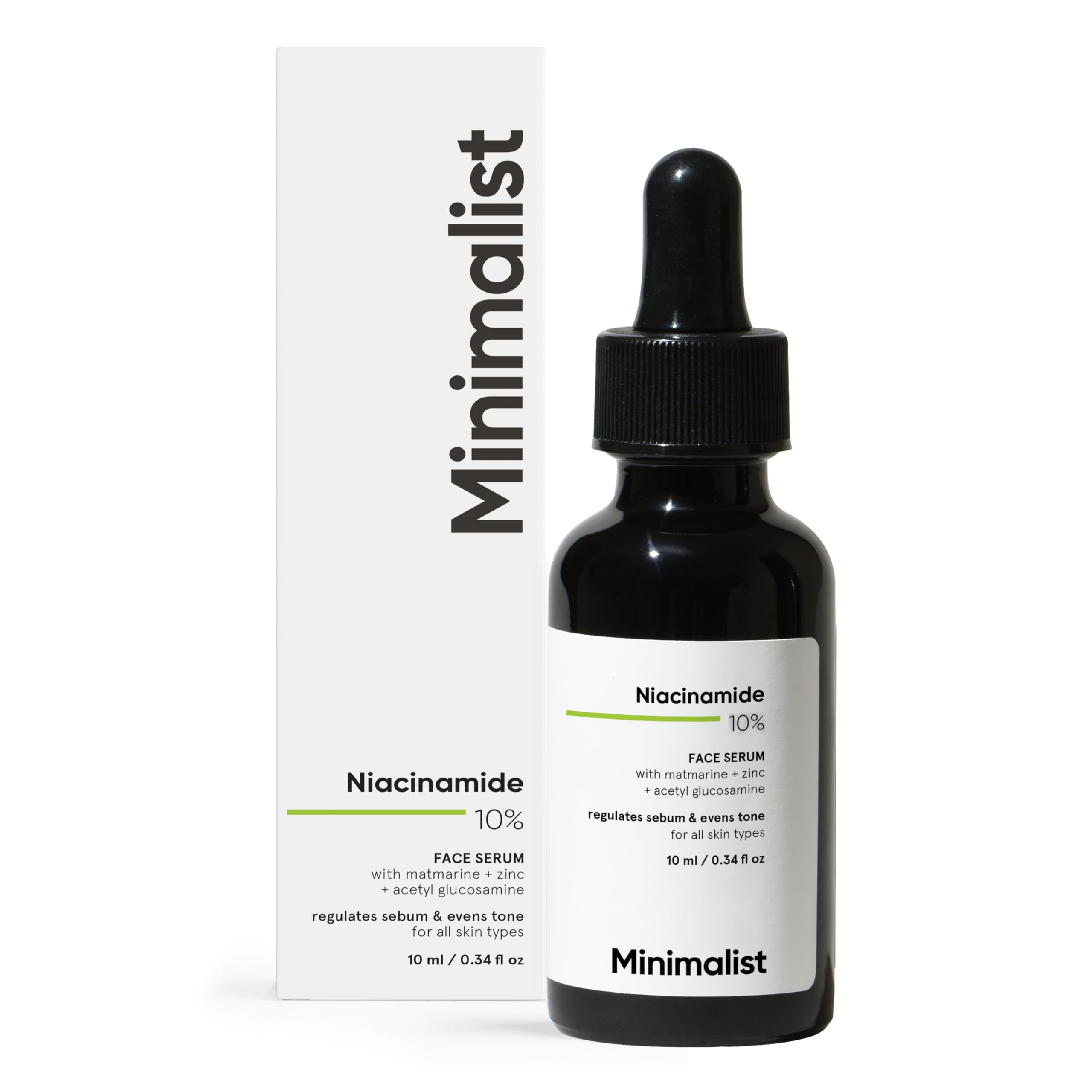 Minimalist 10% Niacinamide Serum with Zinc – Reduces Acne Marks, Controls Oil & Minimizes Pores | Vitamin B3 for Blemish-Free, Clear Skin | For Oily & Acne-Prone Skin (10 ml)