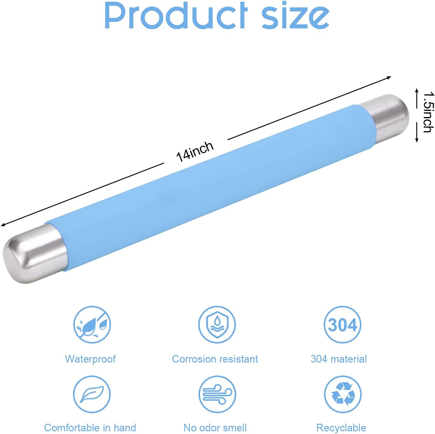 Remeel Silicone Rolling Pin Non Stick Surface for Baking Pie Crust, Cookie, Pastry, Fondant, Internal Steel Dough Roller 13.8 X 1.5 Inches: Kitchen & Dining