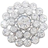 Riverbyland 10 PCS Metal Sewing Buttons with Rhinestone Silver 0.8"