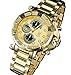 Konigswerk Gents Classic Gold Tone Bracelet Watch Big Dial Multifunction Day Date AQ101135G
