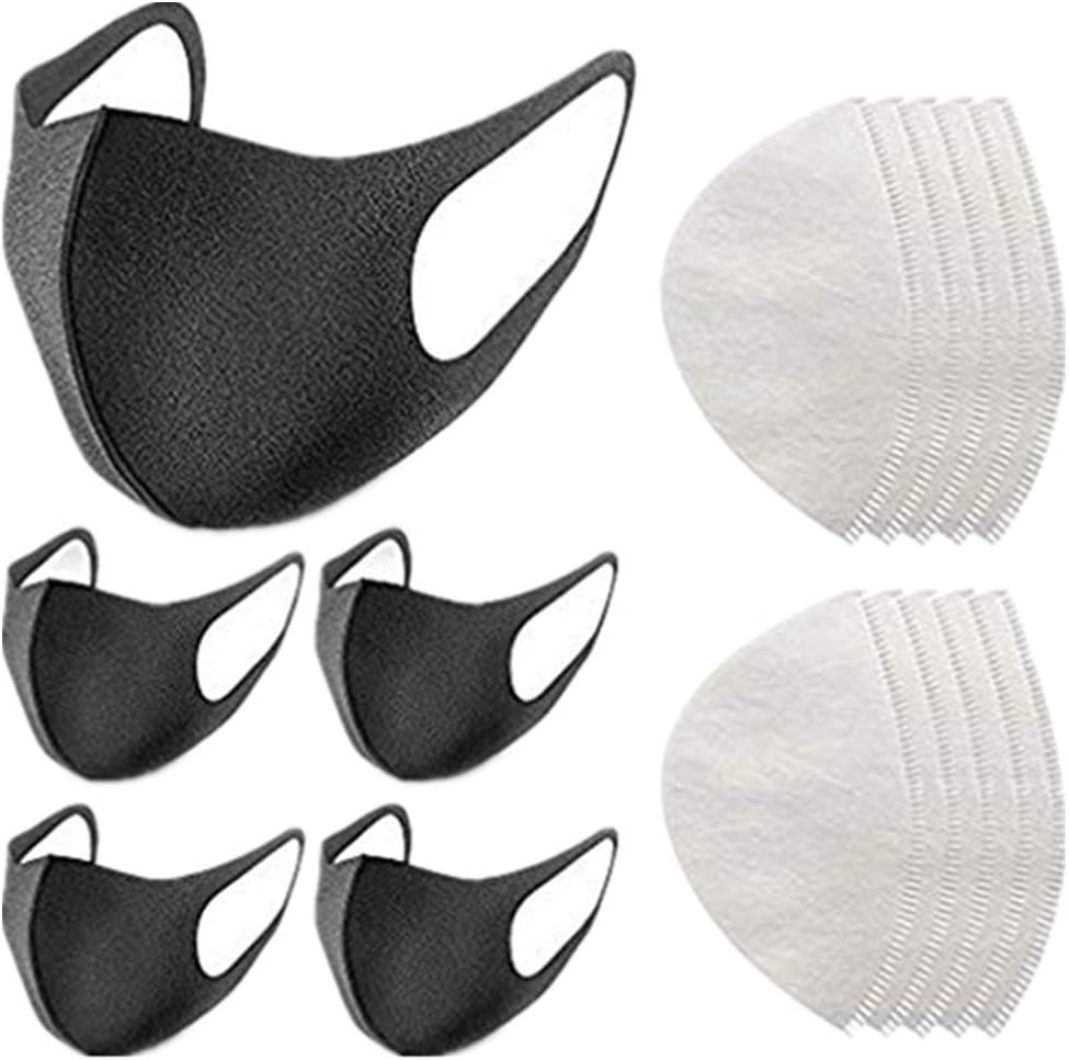 Face Masks Protective Cotton Masks Anti-Spitting Spread Masks (5Set+10pcs) Black