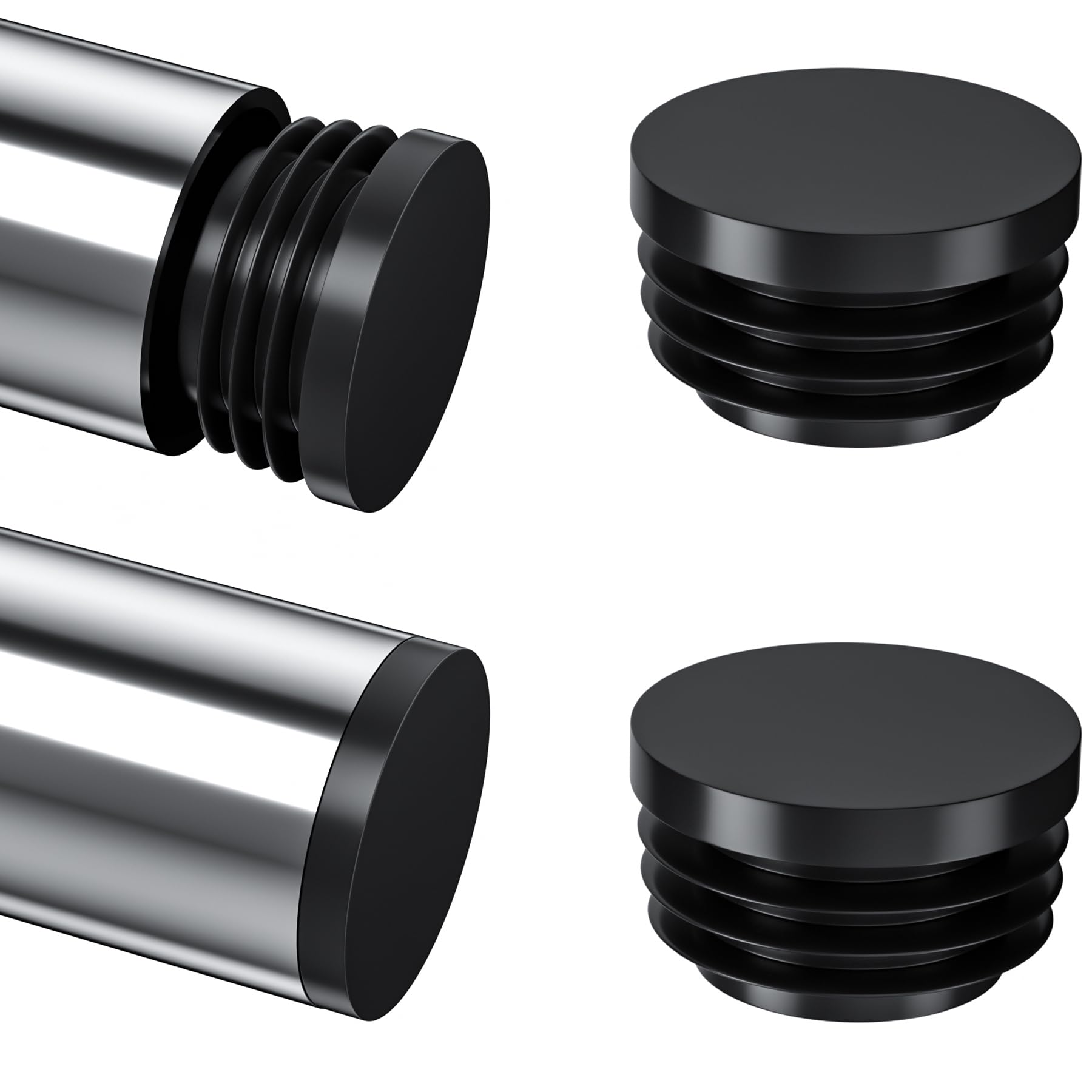 28 PCS Black Round Tube Plastic Plugs End Caps (32mm)