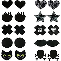 10 Pairs Black Adhensive Nipple Covers Disposable Breast Pasties ...