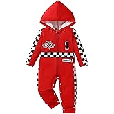Happidoo Baby Boy 1st Birthday Outfit One Year Old Birthday Clothes First Birthday Race Car Driver Hooded Romper