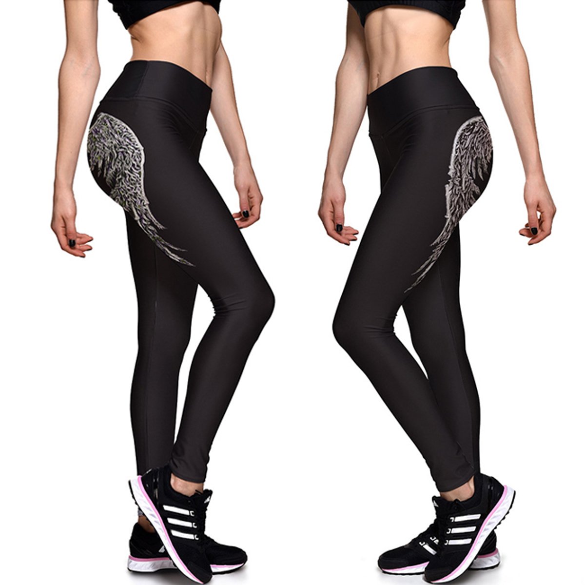 Ayliss® Damen 3D Druck Leggins Leggings Print Aufdruck Muster Leggins Tattoo Leggings Stretch Hose Strumpfhosen Yoga Sport Pants, S/L/2XL ([Tag Size S]=EU 30-32, #Flügel)