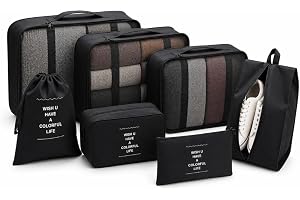 Kit Organizador de Mala 7 Peças Impermeável Organizador de Bagagem para Roupas Sapatos e Cosméticos Necessaire de Viagem Dobr
