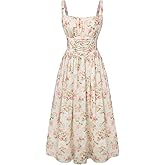 Scarlet Darkness Floral Dress for Women 2026 Corset Milkmaid Dresses Casual Summer Sundress with Pockets