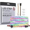 BTF-LIGHTING FCOB WS2811 IC RGB COB LED Strip 864LED/m Flexible High Density Color Chasing Uniform Light DC12V 16.4FT 24IC/m 12mm Width for DIY Lighting Projects(No Adapter or Controller)