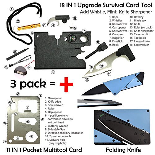Credit Card Multitool Pocket Tool Kit Wallet Tool with Upgrade 18-IN-1 Credit Card Tool,11-IN-1 EDC Multitool Card,Folding Card Knife By I-LIFE (3 Kinds / set EDC Knife) Tools & Home Improvement, Power & Hand Tools, Hand Tools, Multitools & Accessories, Multitools