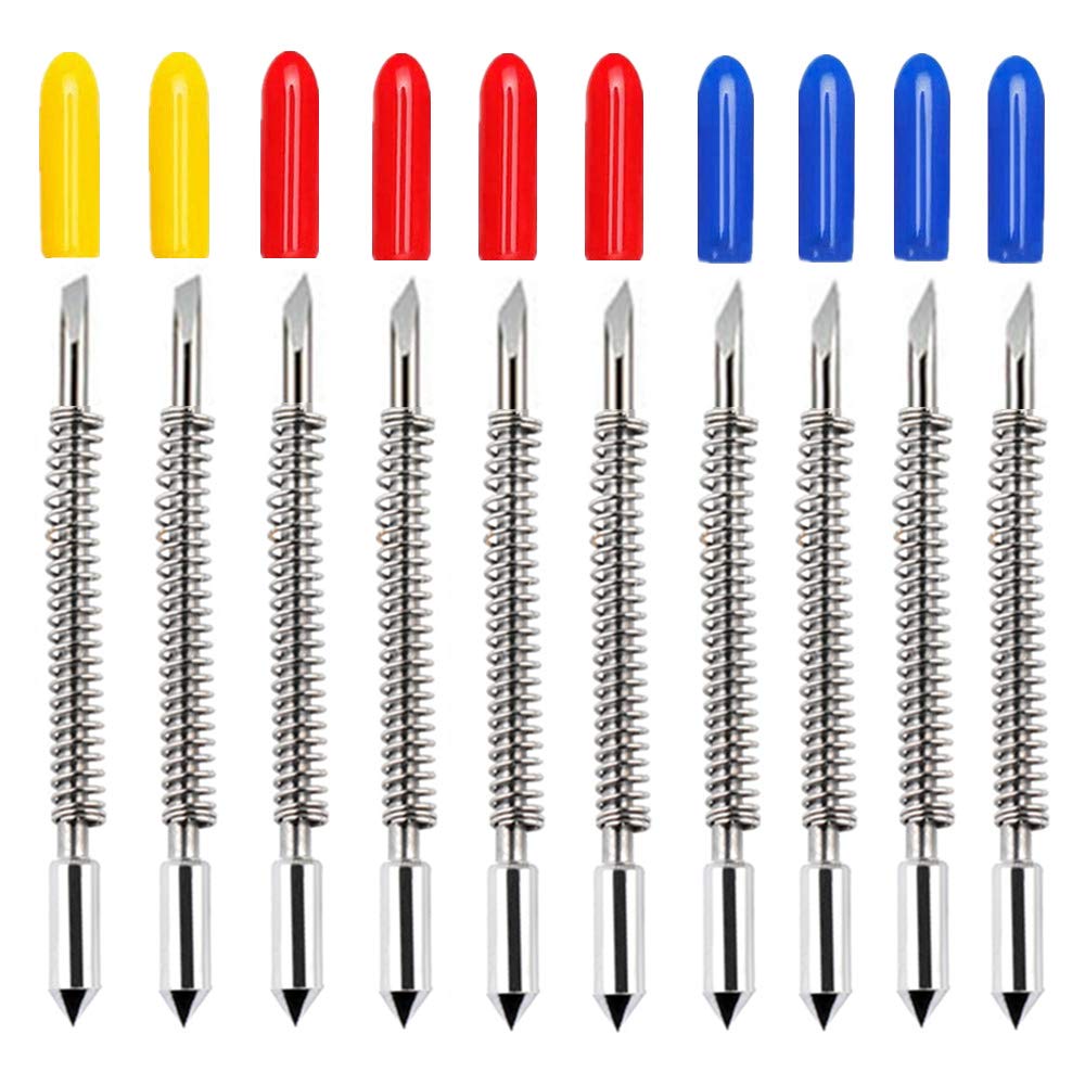 GorFanty 30/45/60 Degree Graphtec Blades Vinyl Cutter Lettering Blade Bits Cutting Plotter Tungsten Steel Carbide with Springs Pack of 10: Industrial & Scientific