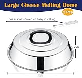 HaWare 12 Inch Cheese Melting Dome Set, 2 Pack, Stainless Steel, Heatproof view 2