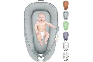 YTUGNE Baby Lounger, 100% Cotton Newborn Lounger for 0-24 Months, Co Sleeping Breathable & Soft Baby Nest, Infant Lounger Baby Floor Seat, Portable Lightweight Lounger Newborn Babies Essentials(Light Gray)