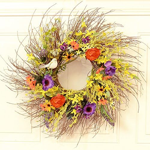 Wispy Summer Garden Wreath with Bird WR4968