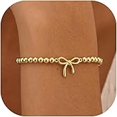 Valentines Day Gifts for Women Her - Beaded Stretch Handmade Ball Bracelets Cute Charm Bracelet Dainty Stackable Cross Heart Bow Wave CZ Jewelry Gifts Trendy Stuff