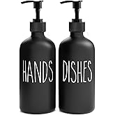 MOMEEMO Soap Dispenser Set 2 Pack, Contains Dish and Hand Soap Dispenser, Perfect for Black Kitchen Decor. (Black)
