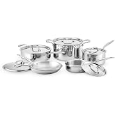 Heritage Steel 10 Piece Cookware Set - Made in USA - Titanium Strengthened 316Ti Stainless Steel with 5-Ply Construction - Induction-Ready and Fully Clad