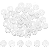 PATIKIL 50Pcs 20L 4-Hole Resin Sewing Buttons for Crafts, 12.5mm 1/2" Round Clothing Fastener Round Resin Buttons for DIY Sewing Clothes Fabric Pants Dress Skirt Crafts Replacement, White