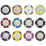 Pack of 50 Monaco Club Poker Chips, Heavyweight 13.5-gram Clay Composite by Claysmith Gaming