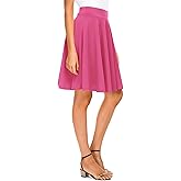 Urban CoCo Women's Basic Midi Skirt Versatile Stretchy Flared Casual High Waisted Skirt